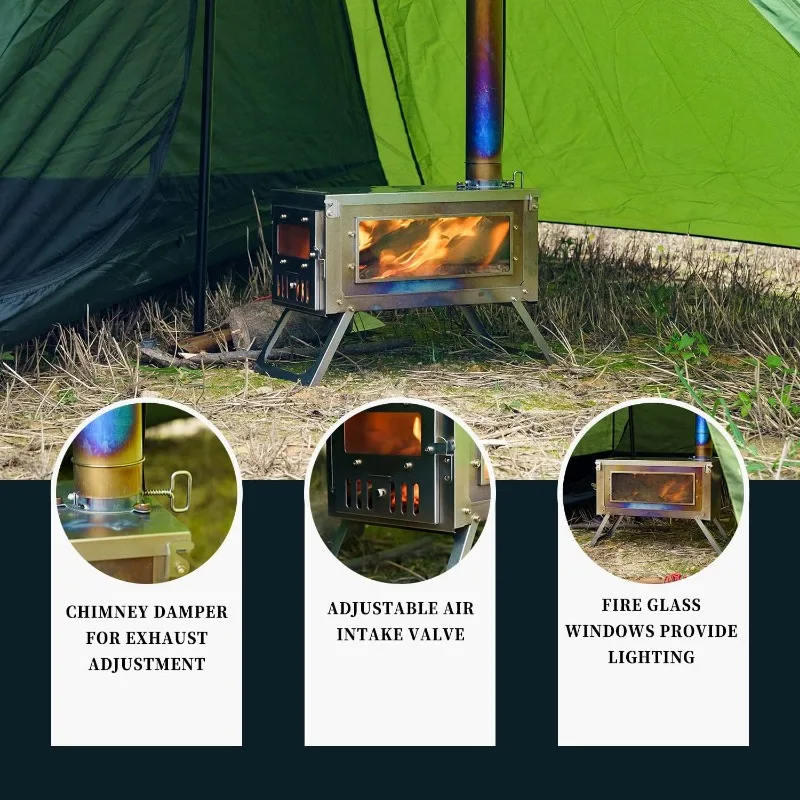 Titanium Stove TOLA Portable Folding Tent Ta1 Stove 3.4lb for Camping Backpacking Hunting Cooking