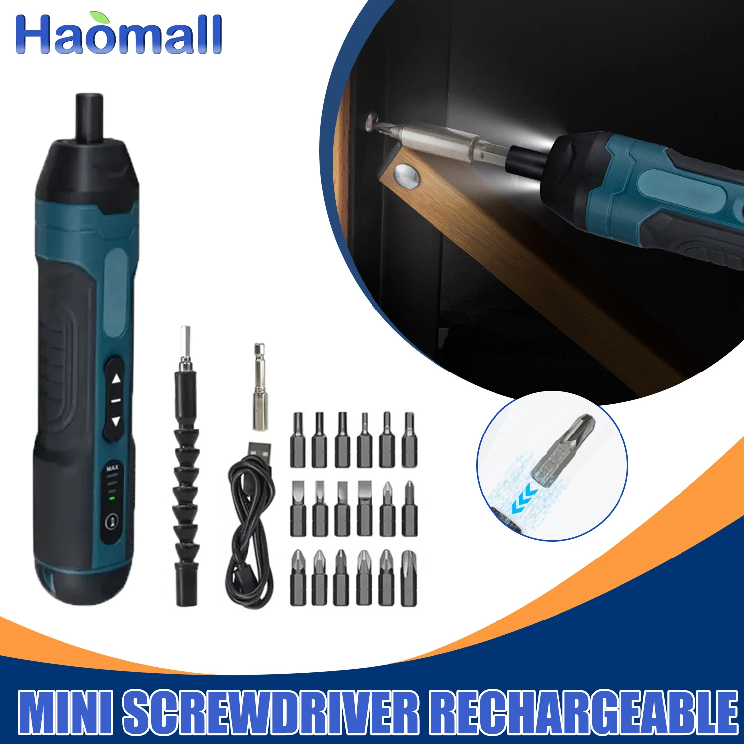 

Mini Cordless Electric Screwdriver 1300mahMulti-function Disassembly Torque Repair Tools Rechargeable Adjustment Power Drill