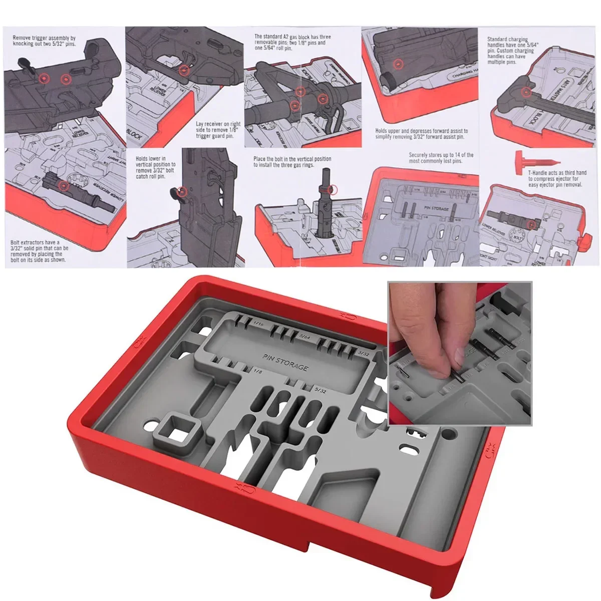 

ABS Master Bench Block with Strong Magnets AR15 Holds 5 Key AR15 Components for 13 Different Pins for Gunsmith Tools