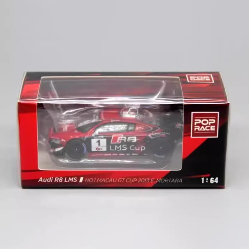 PopRace 1/64 2013 Macau R8 LMS نموذج سباق من خليط معدني للغاية هدية للكبار هواية وألعاب حلي نهائية ثابتة مقتنيات