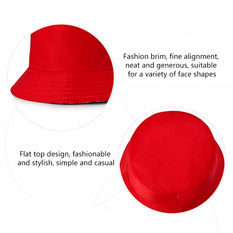 Soft Cotton Red Sun Hats Fisherman Foldable Bucket Hat Travel Street Headwear Outdoor Cap Kids Woman Small Sunscreen Basin Hat