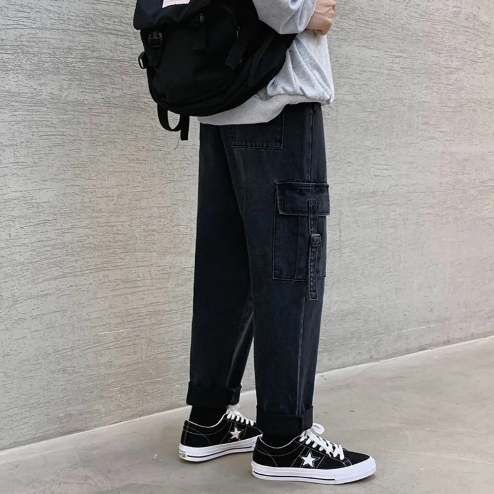 Homens streetwear calças de brim baggy cruz hip hop dos homens calças de brim soltas mulheres calças de namorado de grandes dimensões jeans