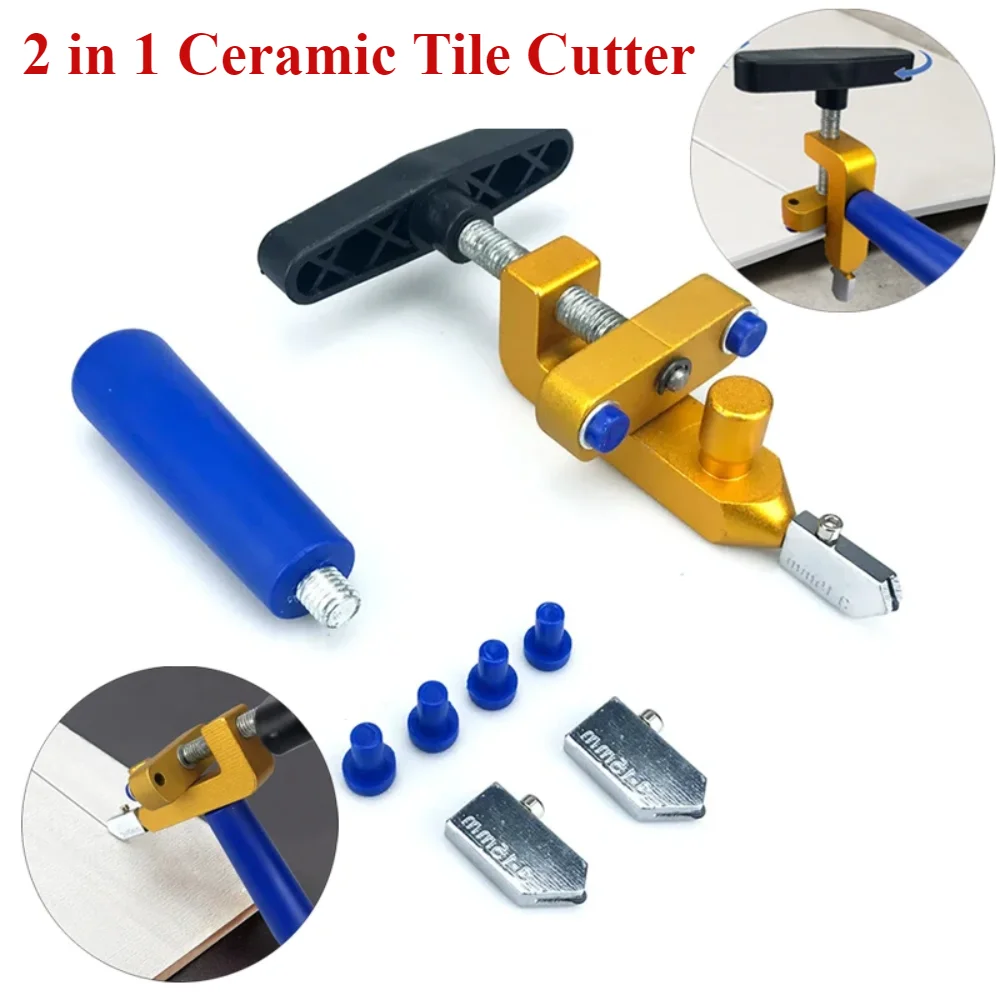 

2 In 1 Glass Ceramic Tile Cutter Opener Breaker Tile Wheel Diamond Roller Cutting Manual Diamond With Knife Hand Tools
