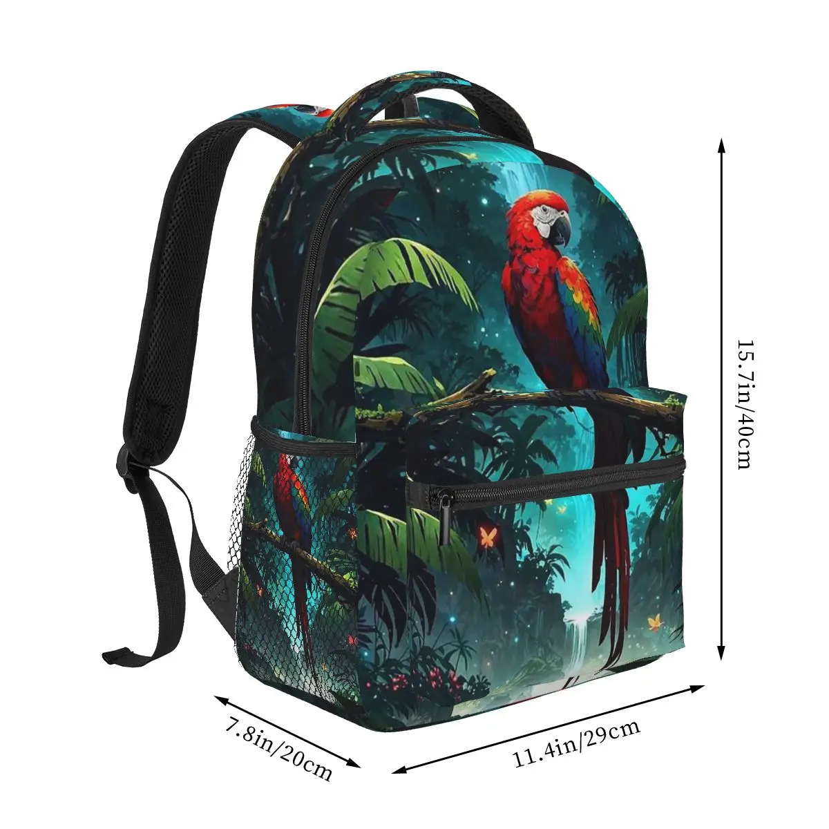 Tropical A Forest Parrot Design Student Backpack School Bag Hiking Travel Daypack for Boys Girls Fashion Bookbag Shoulder Bags