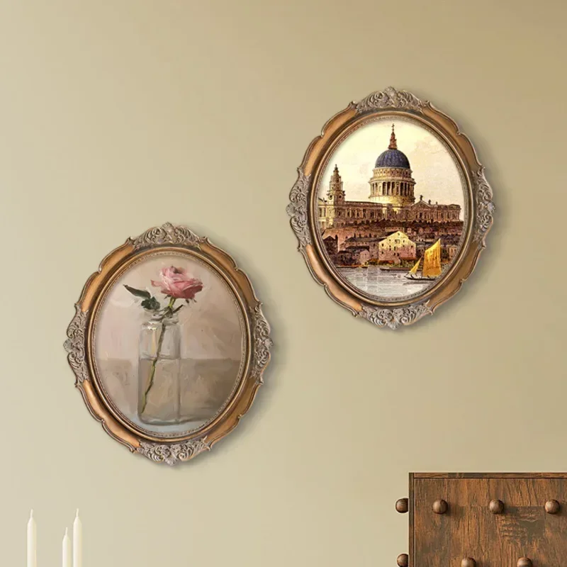 

Французская эллиптическая декоративная живопись, светлая роскошная фреска для спальни, ретро прикроватная тумбочка, масляный холст, изысканное украшение