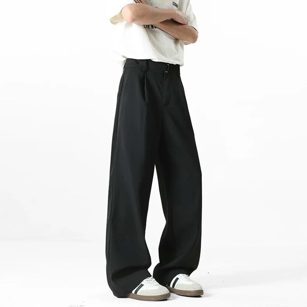 

Men's Korean Straight Solid Color Suit Pants Fashionable Casual Trend Simple Loose Oversize Office 2025 Summer New Men's Bottoms