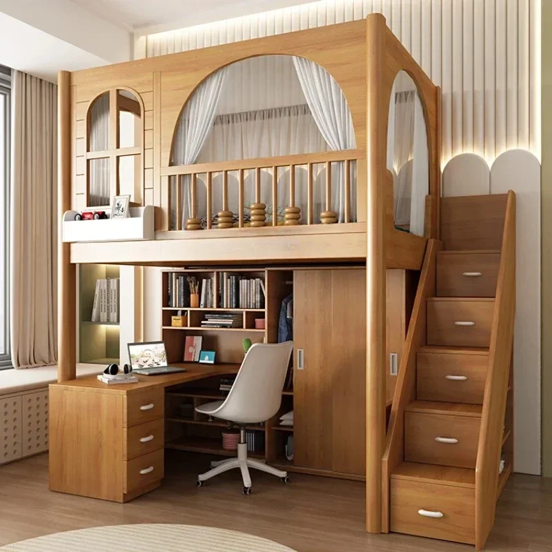 Y1 Bed Table Combined Bed Desk Wardrobe Integrated Upper and Lower Bunk Double Layer Elevated Bed