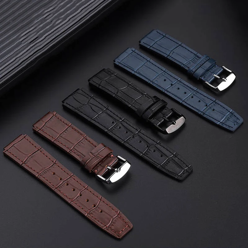 Gelang Jam Kulit Sapi 18Mm untuk AE-1200WH/1300/1000 A159/158/168/159 Seri Dimodifikasi Lea/Tali Lain Gelang Pria Hitam Coklat Biru