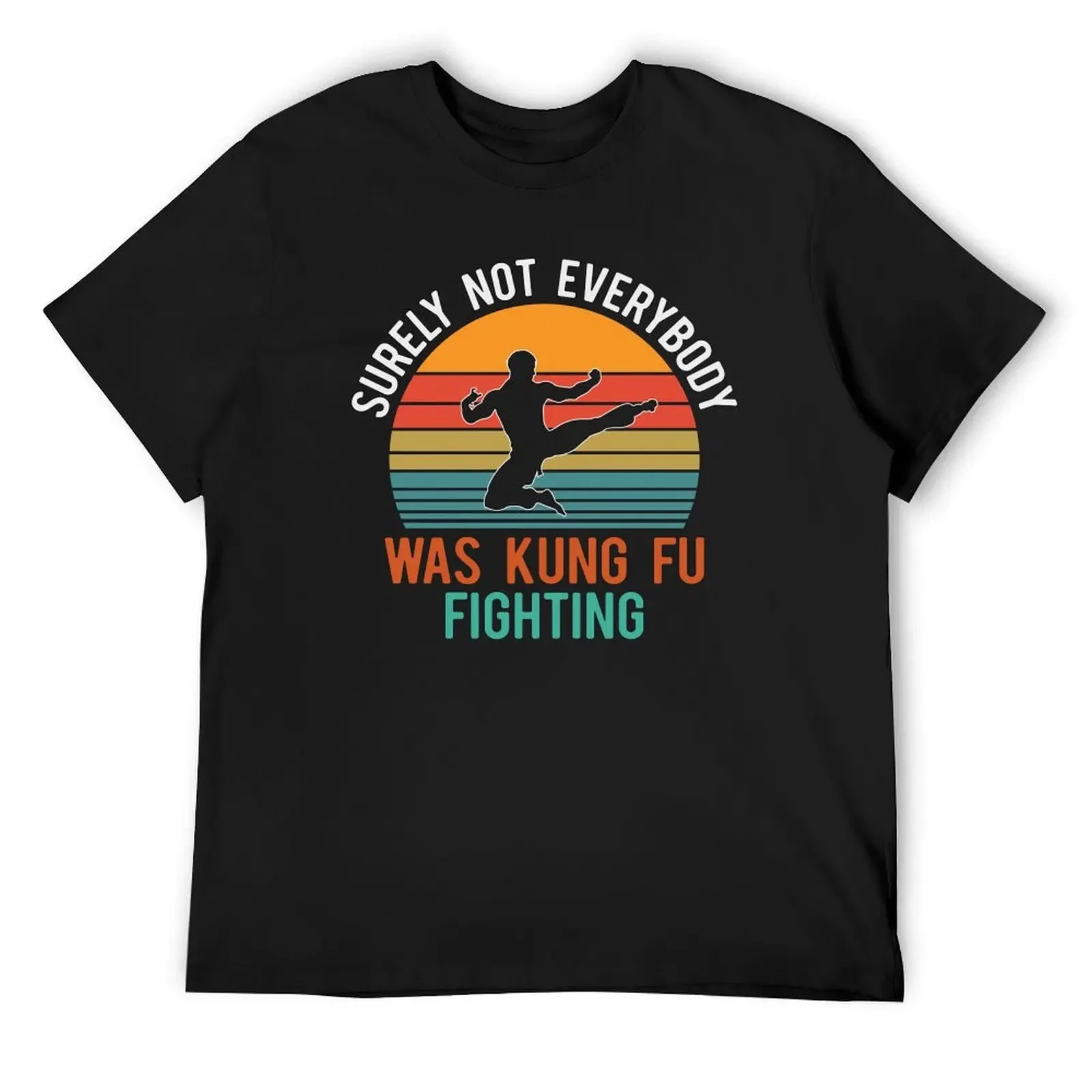 funny surely not everybody was kung fu fighting T-Shirt heavyweights shirts graphic tee black t-shirts for men