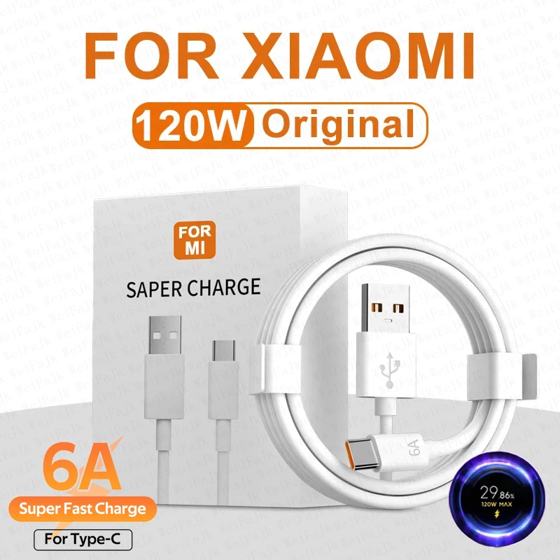 

For Xiaomi Original 6A 120W Usb Type C Fast Charging Cable For Xiaomi 14 13 Ultra Mi 12 Redmi Note 11 12T 13T Pro POCO X6 Huawei