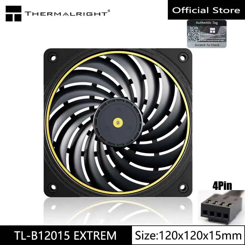 Thermalright TL-B12015 EXTREM 12cm chassis cooling fan/120x120x15mm/LCP fan blades/double ball bearings/low noise/PPS frame