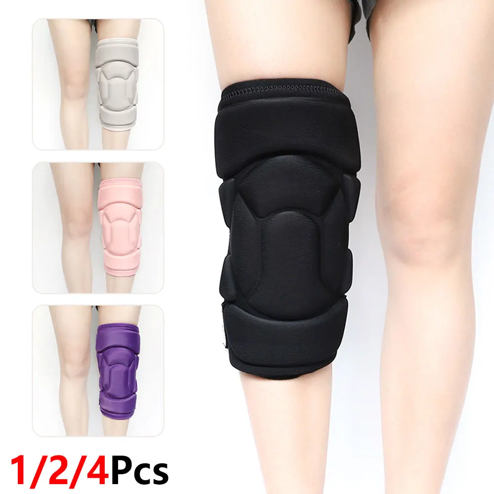 1/2/4Pcs Adjustable Knee Pads, Thick EVA Sponge Anti-collision Knee Protector, Hook & Loop Straps Knee Guards for Work Gardening