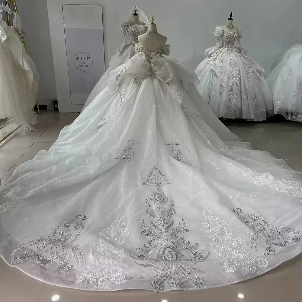 Sukienka Na Wesele, vestido de novia con hombros descubiertos y escote en forma de corazón con cordones en la espalda, vestido de novia personalizado con bordado de lentejuelas