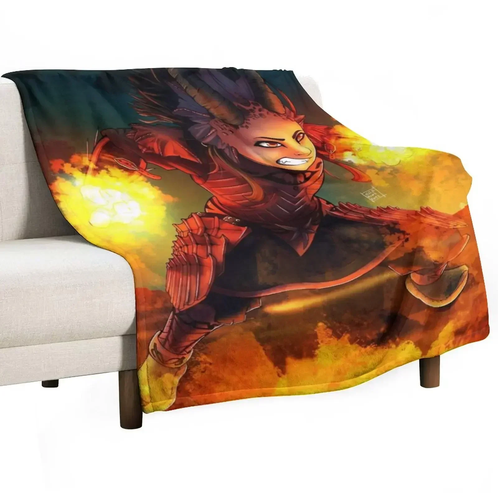 Efreet the Daraco of Fire Throw Blanket Personalized Gift Thins Soft Beds for babies Softest Hair Blankets