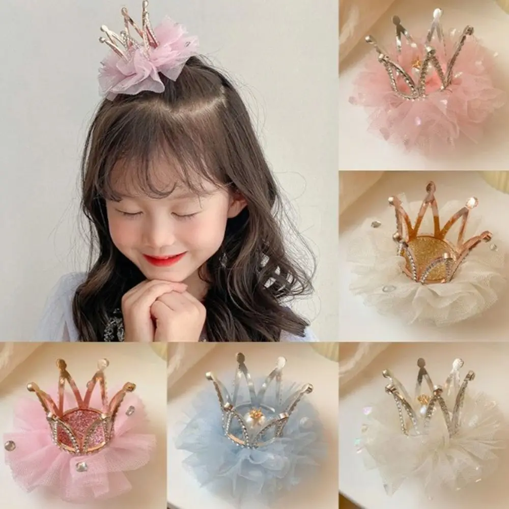 Épingle à cheveux princesse en maille pour enfants, couronne en biscuits pour filles, pince à cheveux, accessoires doux, joli diadème, vêtements de