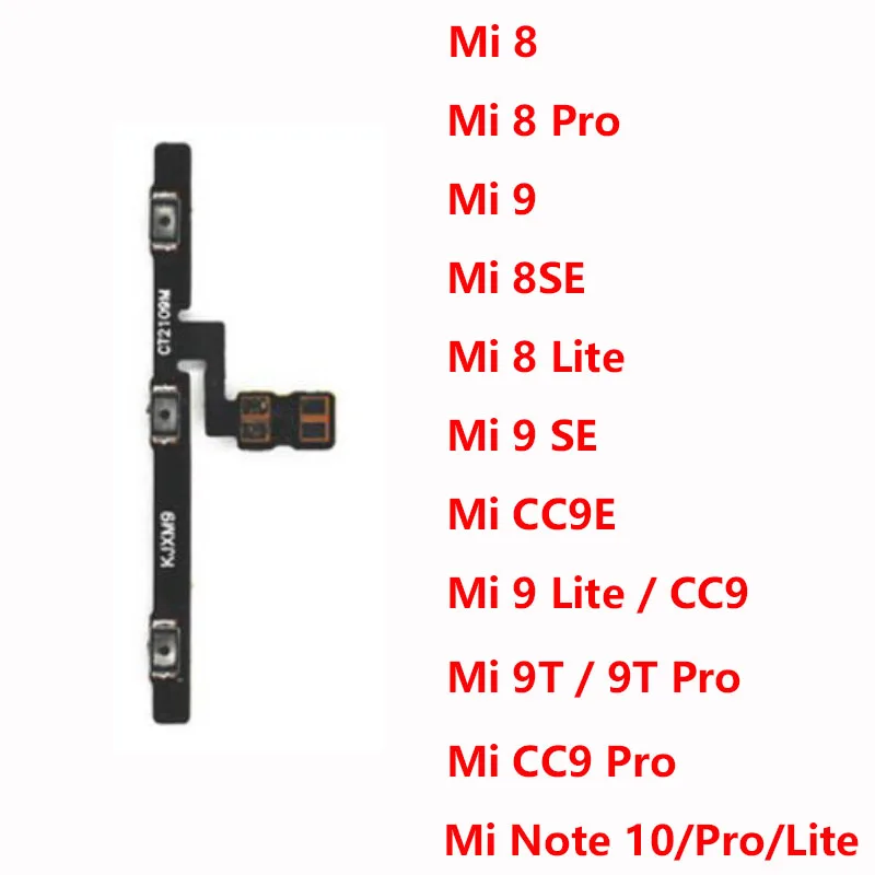 Power on off Button Volume Side Key Flex Cable For Xiaomi Mi 8 9 CC9 CC9e 9T Pro 8SE 9 SE Note 10 Pro Lite Replacement Parts