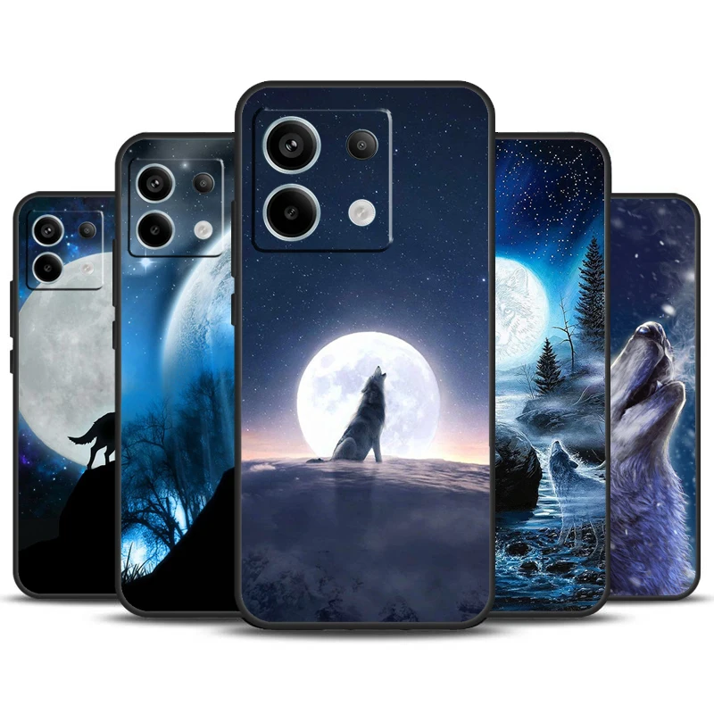 Чехол Moon Roaring Wolf для Xiaomi Redmi Note 13 11 9 10 12 Pro Plus 9S 10S 11S 12S Redmi 13C 9C 10C 12C, чехол
