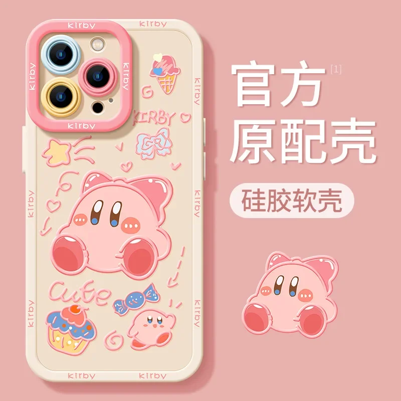 Kirby of the Stars Cute Cartoon Print Apple 14plus Phone Case Iphone13promax New 12/11 Silicone Protection Anti-drop Soft Shell