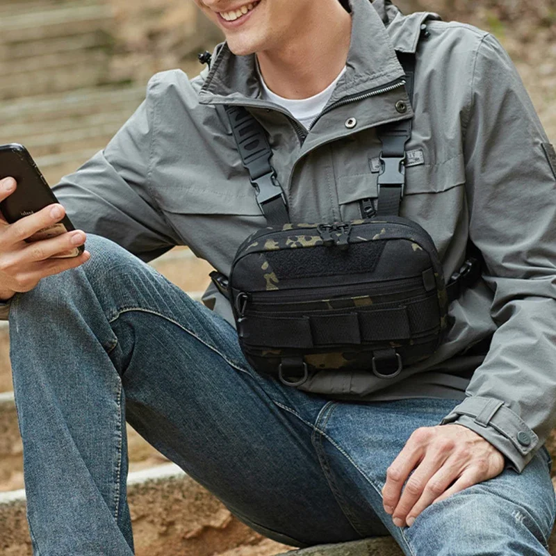 남자를위한 전술 가슴 가방 방수 등산 캠핑 위장 배낭 야외 여행 배낭 화니 팩 사이클링 자루