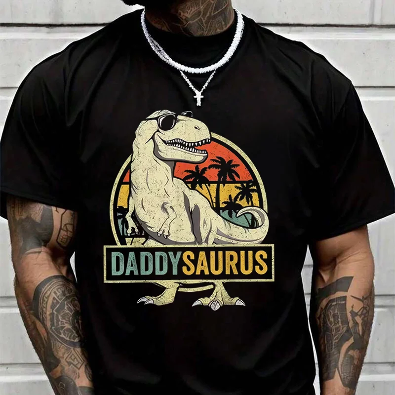 

Daddysaurus T Rex Dinosaur Daddy Saurus Family Matching Men's Fashion T-shirt Casual Trendy Tshirts For Summer Short Sleeve Tops