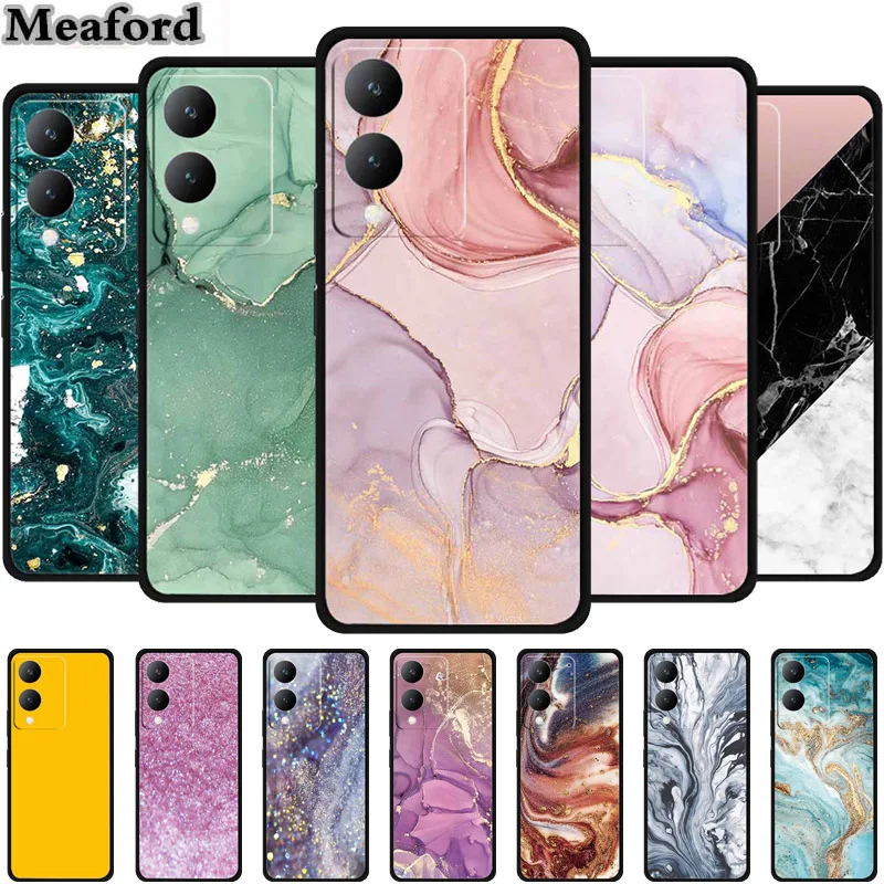 For Vivo Y17s 4G Case Marble Painted Soft Silicone TPU Back Cover Phone Cases For VivoY17s 6.56