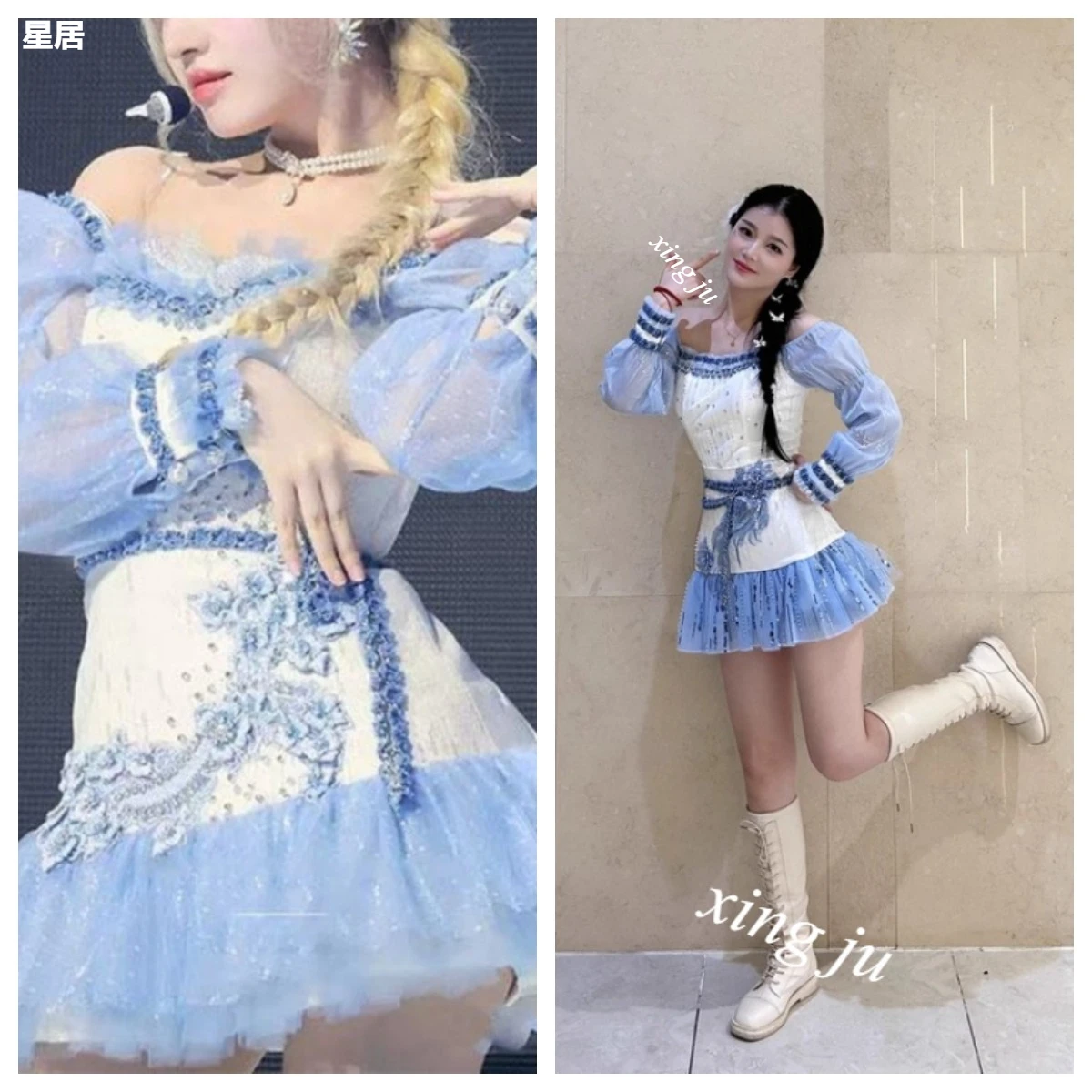 Cantor coreano sexy rendas retalhos sem alças vestido curto feminino grupo jazz dança traje kpop boate dj palco desempenho wear