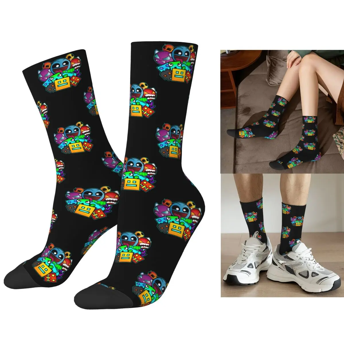 

Игровые носки Geometry Dash Old School, супер мягкие чулки в стиле Харадзюку, всесезонные длинные носки для мужчин и женщин, рождественские подарки