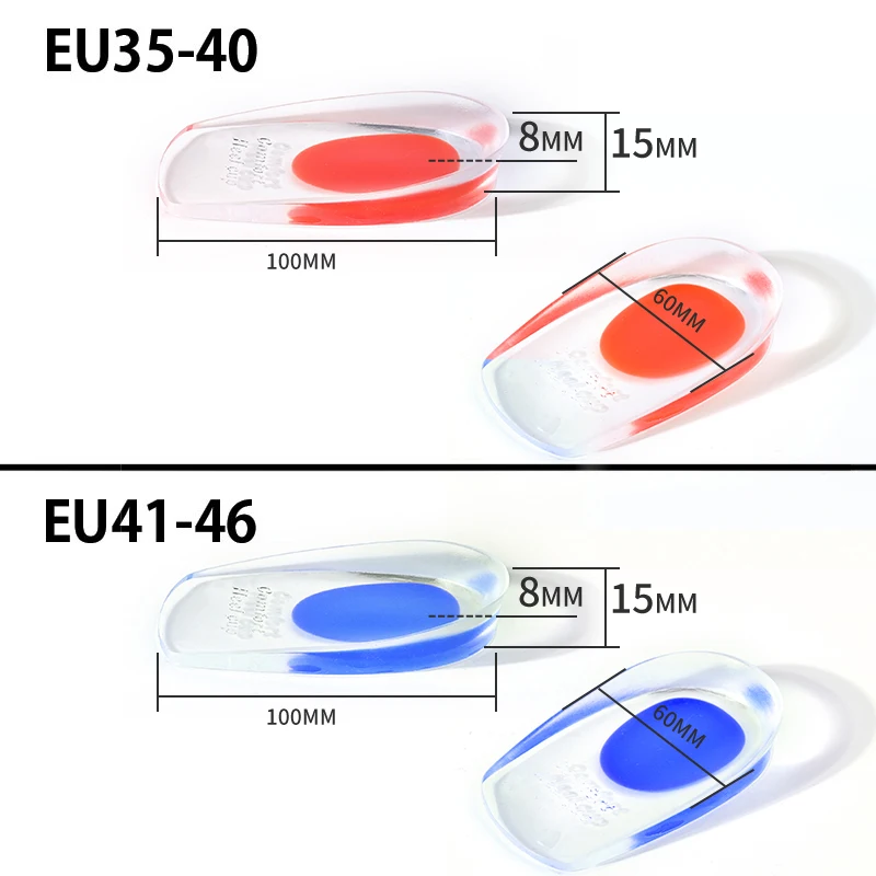 1 Par gel palmilha silicone Homens Mulheres calcanhar palmilhas Almofada solas aliviar a dor do pé Spur Suporte sapato pad High Heel Inserções