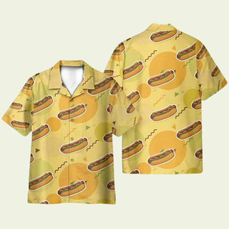 

Funny Food Sausage Shirt For Men 3D Print Hot Dog Summer Hawaiian Beach Camisa Casual Short Sleeve Lapel Blouse Tops Clothing