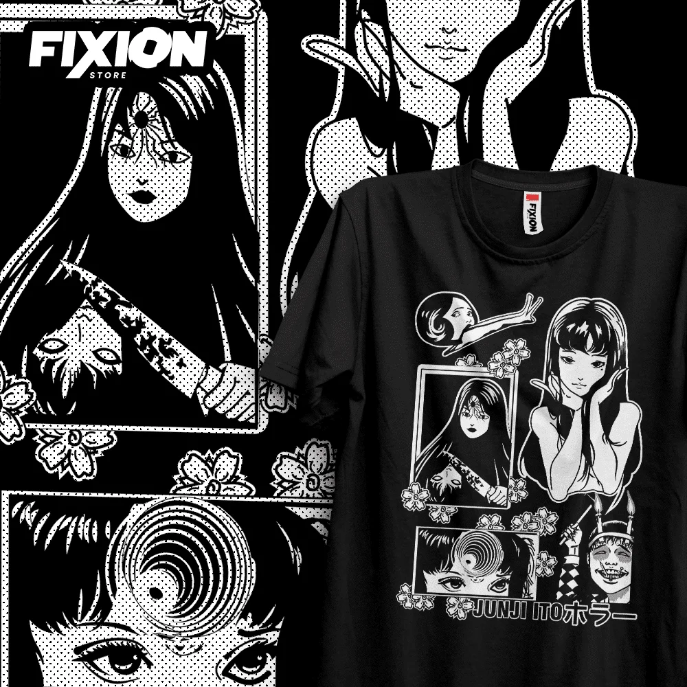 Anime T shirt Junji Ito – Colección Abril #13 (negra) Manga Tee