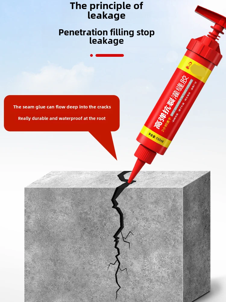 

Quick Fix Concrete Crack Filler, High Strength Waterproof Sealant for Floor Roof Wall Repair. Stop Leaks Now