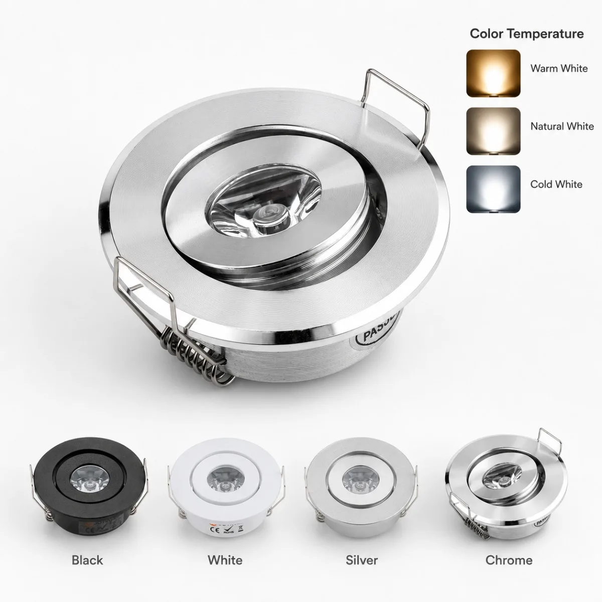 JOYINLED 4PCS 3W Mini LED Downlight 12V Recessed Ceiling Light Round Spot Lamp for Cabinet Stair Walkway Ambient Lighting