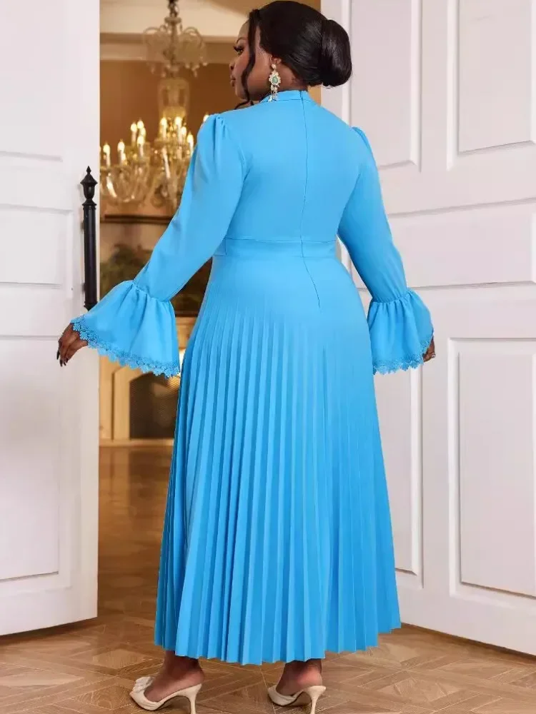 فستان حفلات أفريقي مقاس كبير للنساء لخريف وشتاء موضة جديدة Dashiki أنقرة فساتين زفاف أنيقة تركيا فستان ماكسي إسلامي #4