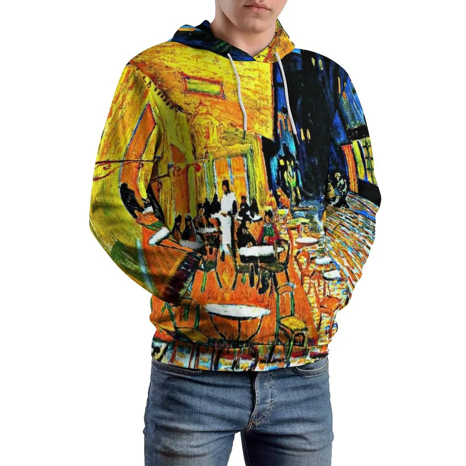 Van Gogh Print Casual Hoodies Long-Sleeve Cafe Terrace Aesthetic Hoodie Autumn Loose Graphic Oversize Clothes