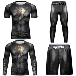 Mma Rash Guard T-shirt+Pant Sets Muay Thai Shorts Custom Stylish Men's Boxing Compression Sportswear Bjj Gi Rashguard Sportsuits