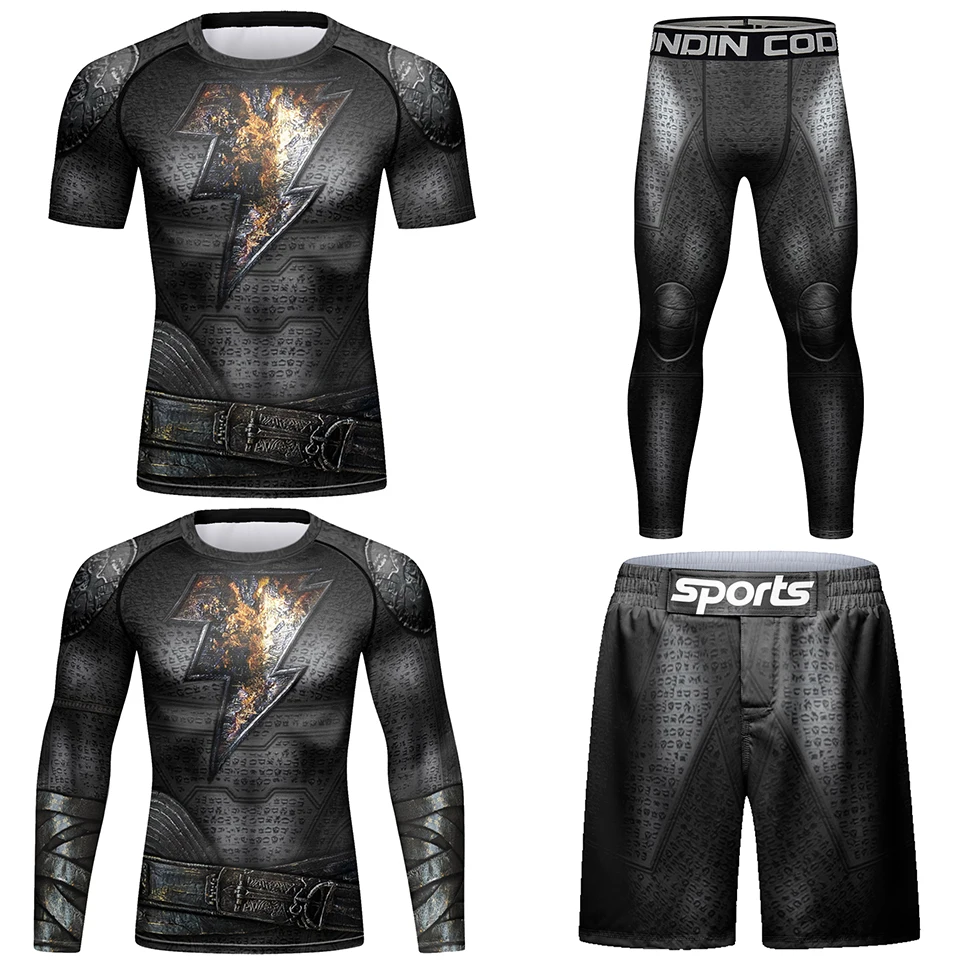 Mma Rash Guard T-shirt+Pant Sets Muay Thai Shorts Custom Stylish Men's Boxing Compression Sportswear Bjj Gi Rashguard Sportsuits