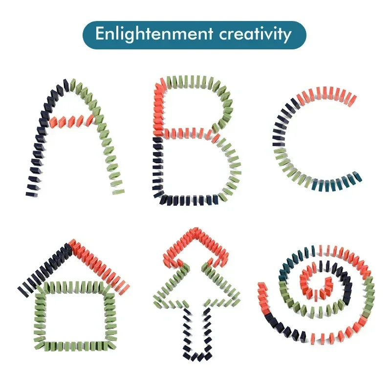 Conjunto de carro de trem elétrico dominó infantil, coloca automaticamente blocos de construção coloridos de dominó, brinquedos educativos diy e presentes