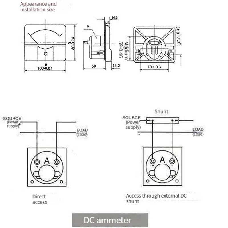 44C2 DC /75mv VoltmeterGauge Analog Panel V Current Meter50A -0 - 50A Voltmeter 3V 5A 10V 20V 30V 50V 100V 200V 300V 500V