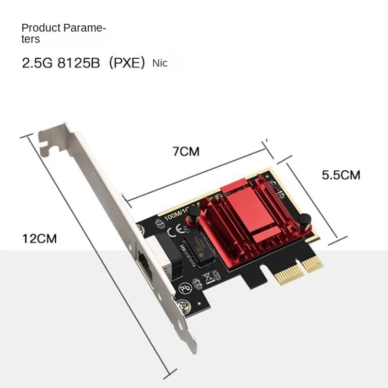 2.5G PCI-E To RJ45 Network Card Diskless Network Card Ethernet 2500Mbps 2.5Gbps For PC