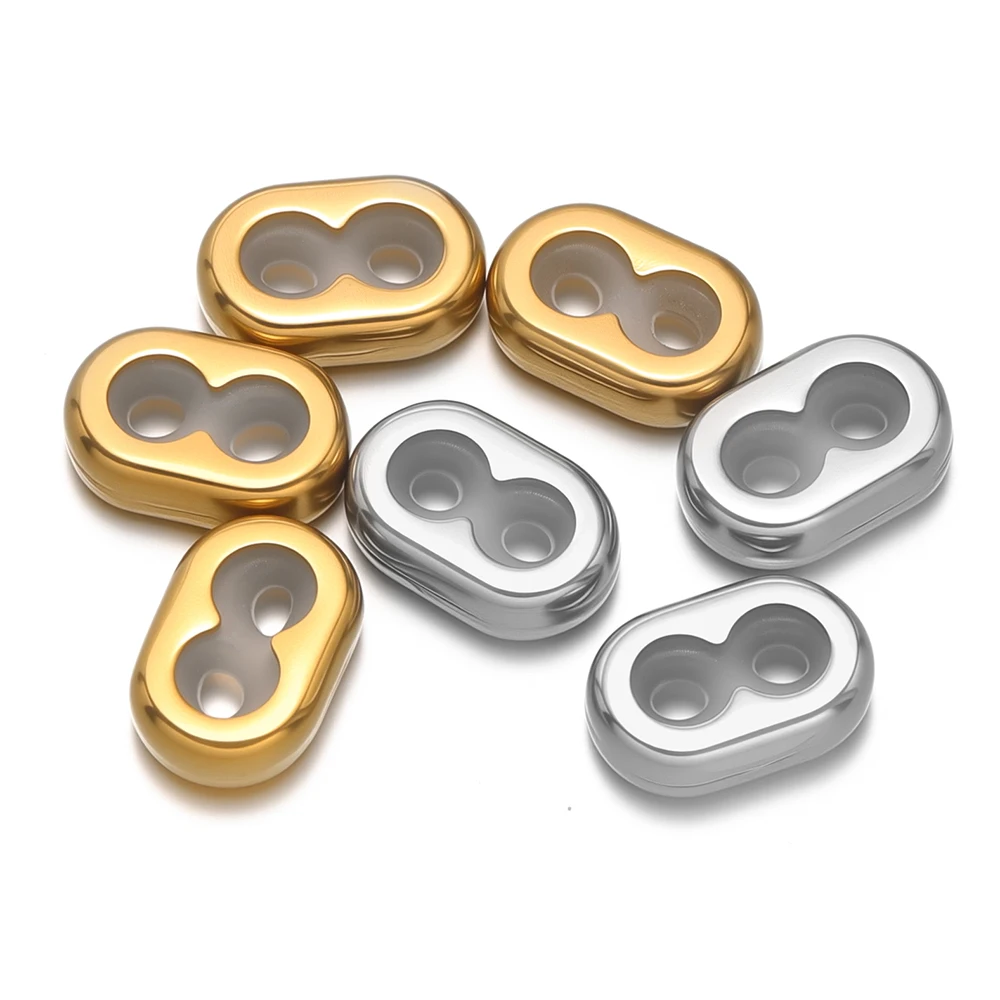 5 Stück Edelstahl-Doppelring-Stopper-Abstandsperlen mit rutschfestem Silikon für die Herstellung von DIY-Schmuck und Armbändern – Detail 5