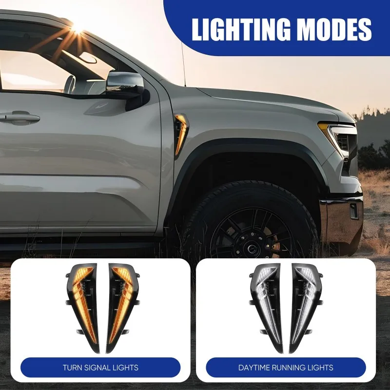 

N26R-Side Marker Light LED For Dodge Ram 1500 TRX 2021-2024 Front Fender Hood Bonnet Turn Signal Daytime Running Light