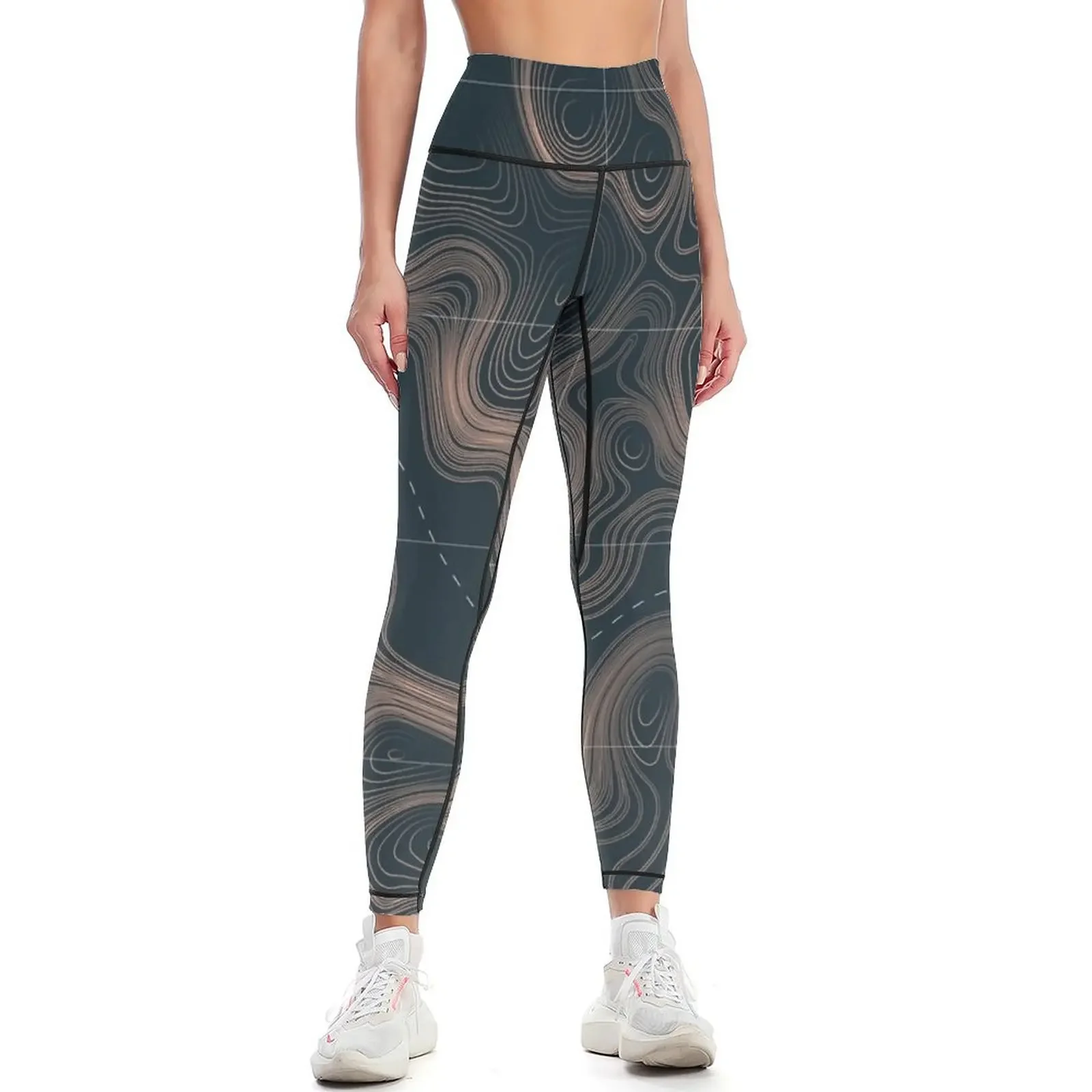 

Topographic Terrain Mapping Leggings high waist gym pants Sportswear woman gym sports woman gym Womens Leggings