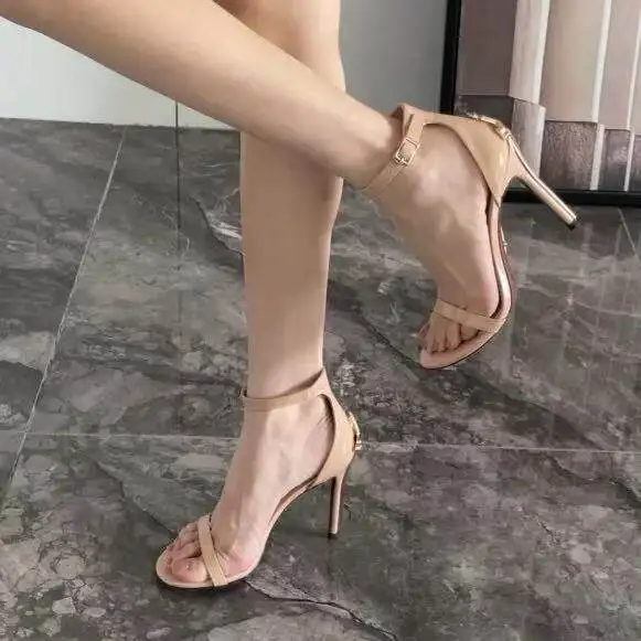 Elegantes Sandalias de Tacón Alto con Punta de Espada y Tacón Fino, de Punta Redonda y Abiertas, Estilo Coreano de Moda para ...