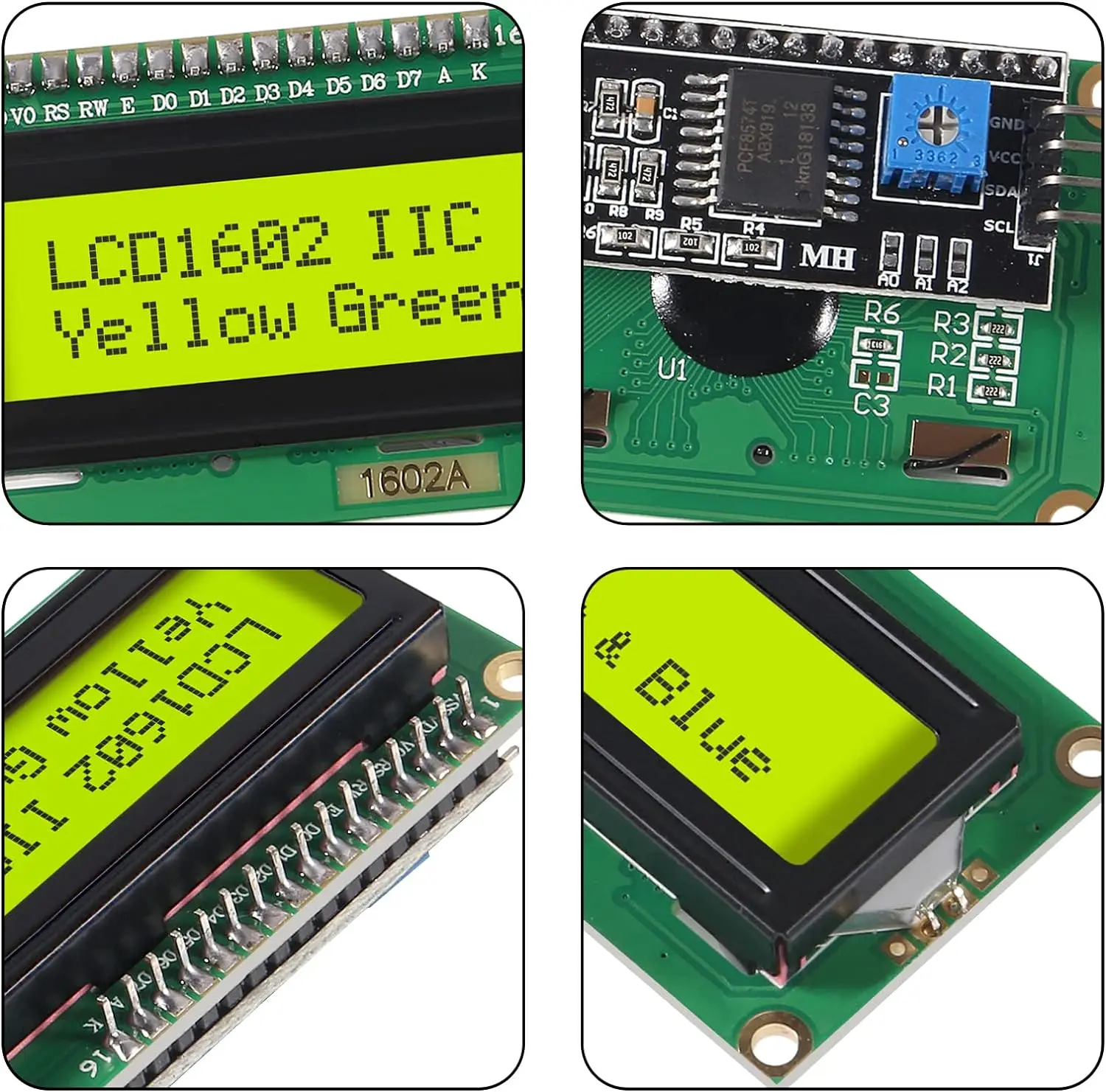LCD1602+I2C Module Blue / Yellow Green Screen 16x2 Character LCD Display PCF8574T PCF8574 IIC I2C Interface 5V for Arduino