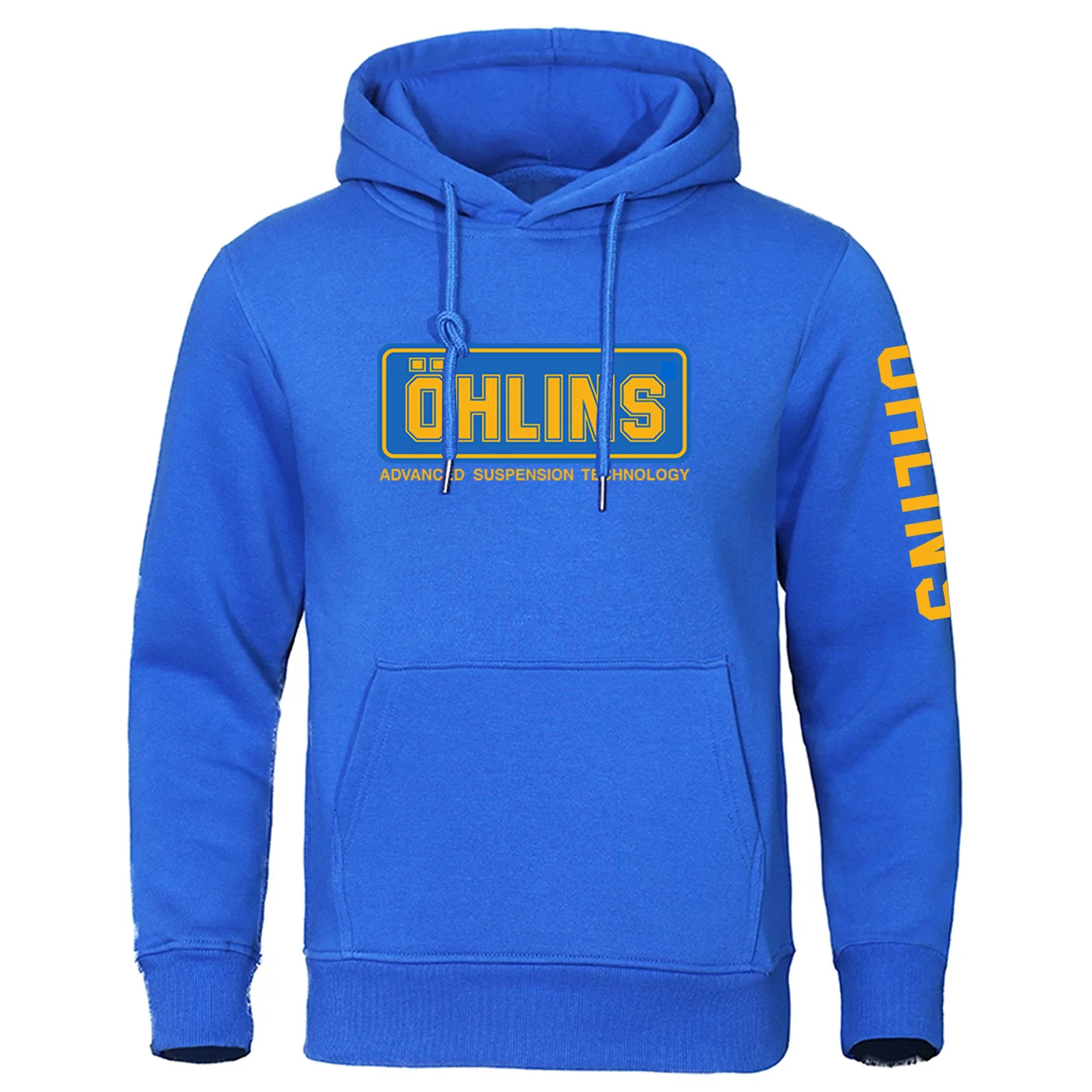 2026 Ohlins Logo-Print Frühling und Herbst Herren Einfarbiger Beliebter Pullover mit Taschen Klassischer Maßgeschneiderter Loser Hoodie – Detail 9