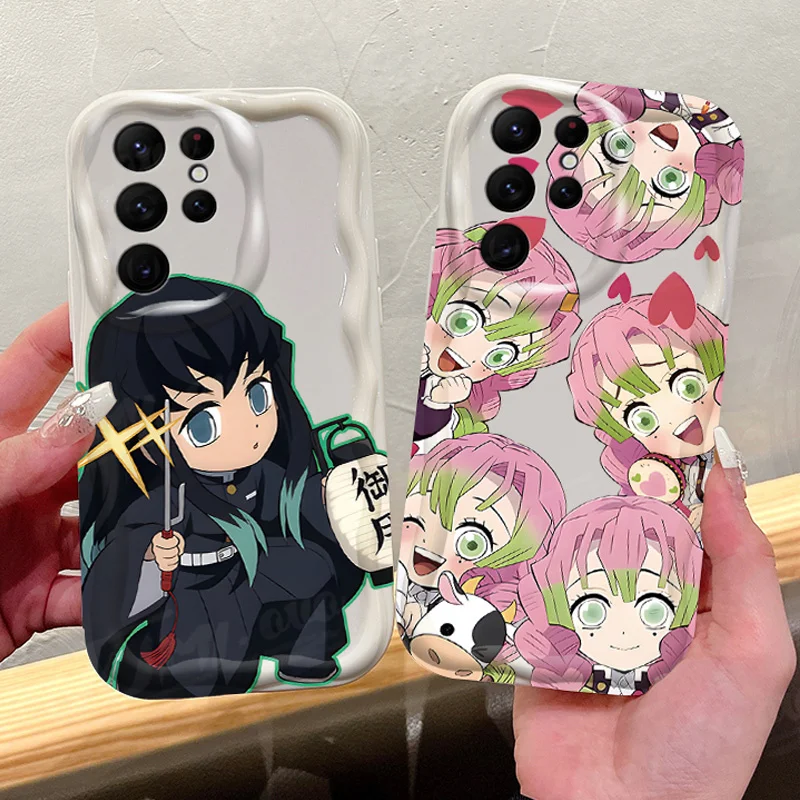 Anime Demon Slayer 3D Wave Case For Samsung Galaxy A12 A22 A32 A52 A52S A72 A11 A21S A31 A51 A71 A20 A30 A50 Silicone Back Cover