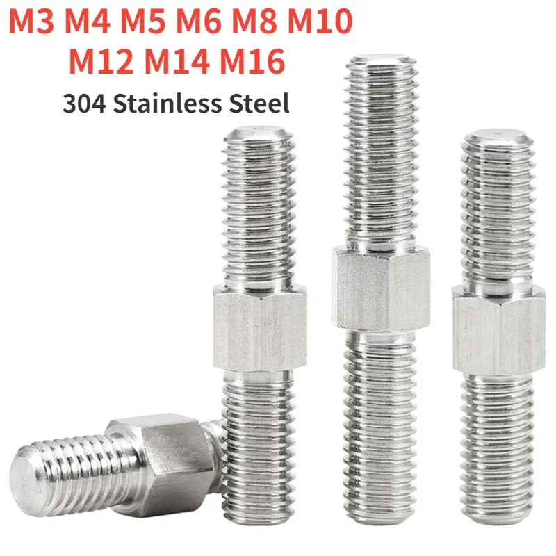 M3M4M5M6M8M10M12M14M16 304Stainless Steel Left hand and Right-hand Double End Thread Tight Adjustable Push Rod Stud Screws Bolts