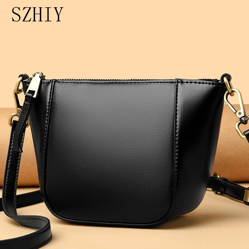 

100% Genuine Leather Shell Bag New Top Layer Cowhide Women Bag Single Shoulder Crossbody Purse for Girls Cute Sac Luxe Femme New