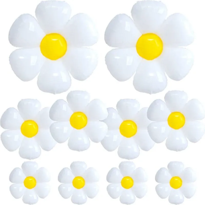 S/M/L White Little Daisy Aluminum Film Balloon Children's Helium Balloon Chrysanthemum Photography Props Balloon Decoration