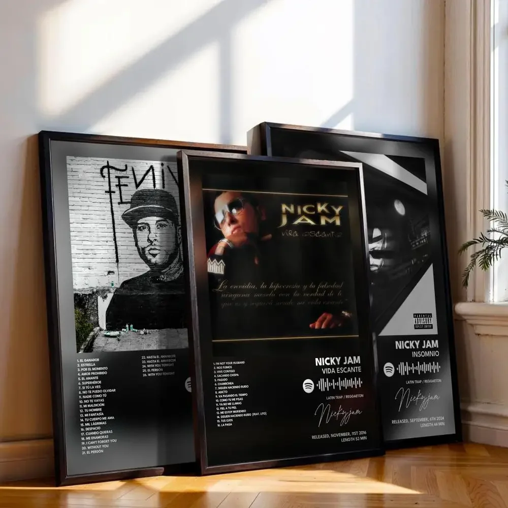 Póster de Nicky Jam, cubierta artística, canciones, música, Rap, pared, pegatina de papel impermeable para decoración del hogar y la sala de estar